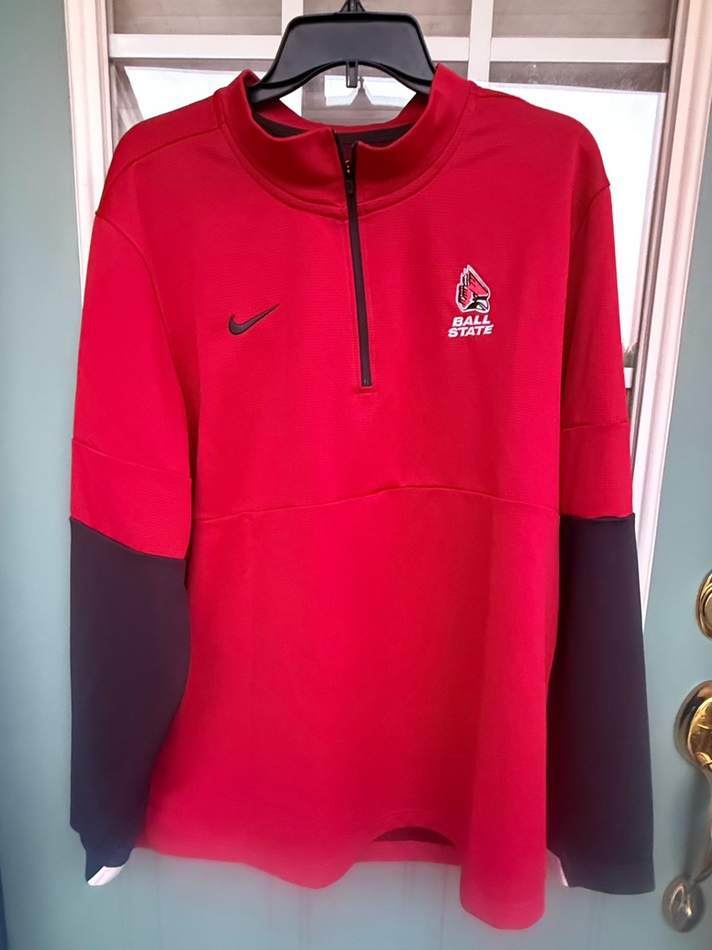 Nike Ball State Cardinals Quarter Zip Pullover Jacket Men’s XL Red Performance